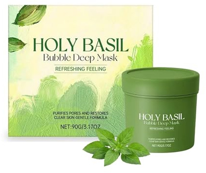 Holy Basil Bubble Deep Mask PHA Exfolierande Lermask 90g | Oljekontroll, återfuktande och närande, djuprengörande, porvård