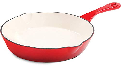 Crock-Pot Artisan 8 Inch Enameled Cast Iron Round Skillet, Scarlet Red