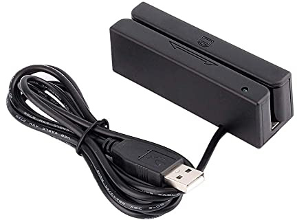 Walfront Magnetkartenleser, USB Mini Magnetischer Kreditkartenleser, 3 Spuren Hi Lo Co Magnet Kartenleser für Kassensystem Kassierer Registrierkasse Quickbook