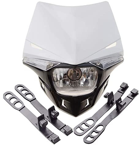 GOOFIT blanc 12V 35W H4 Éclairage Phares avantCouvercle Halogène Indicateur remplacement pour Carénage Motocross Super Moto Lampshade Bicycle Cafe Racer ATV Dirt Bike