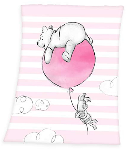 Herding WINNIE L'OURSON Couverture Pour Bébés, Microfibre, 75 x 100 cm, Rose/Blanc