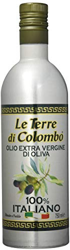 Le Terre di Colombo – Bouteille d'Huile d'Olive Extra-Vierge 100 % Italienne - Bouteille en Aluminium - 0.75 L
