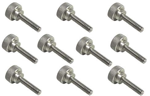 10 Pack 1/4-20 x 1 Inch Threads 303 Stainless Steel Diamond Knurled Thumb Screws Knobs with Straight Shoulders Right-Hand Threads SAE Flat Tip Uncoated