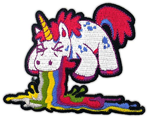 Aufnäher Aufbügler Patch Regenbogen kotzendes Einhorn