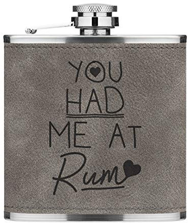 You Had Me à Rum 6oz Cuir PU Hip Flasque Gris Luxe