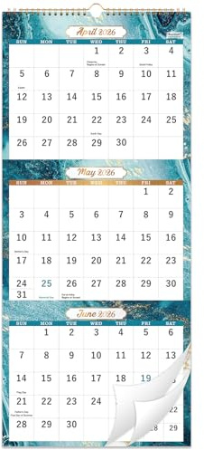 Calendrier mural 2024-2025 - Affichage vertical sur 3 mois - Calendrier 2024-2025, avril 2024 à juillet 2025, calendrier 2024-2025, 27,9 x 66 cm, grand, à plat, parfait pour votre emploi du temps