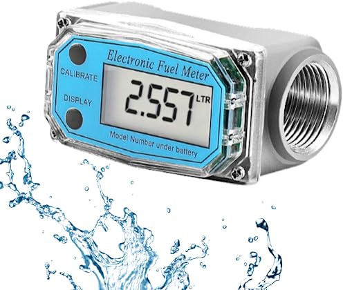 Jadeshay Durchflussmesser für Turbinen, Mini Digitaler Durchflussmesser 1 Zoll NPT Gewinde Durchflussmesser für Kraftstoff 15-120L 1(Blau-LLW-25)