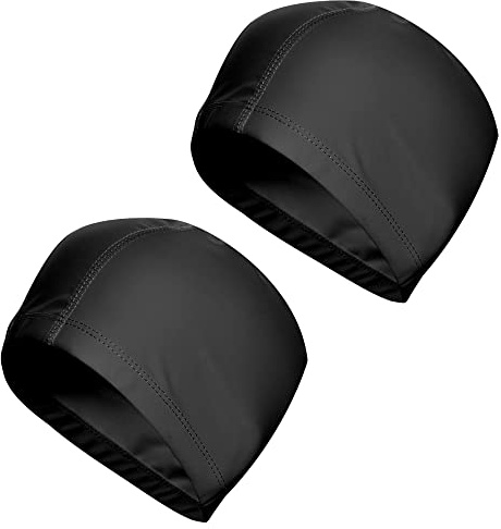 Bonnet de Bain Piscine Natation pour Adulte Bonnet de Bain Tissu PU Souple Bonnet de Natation pour Mixte Adulte Hommes Femmes (2 Noir)