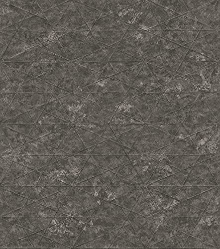 Rasch 554373 Papier peint intissé Gris foncé avec structure géométrique et accents argentés Collection Composition-10,05 m 0,53 m