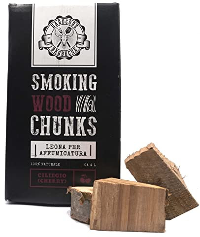 BBQ Chunk CILIEGIO - Cherry - Legna per affumicatura Hardcore Barbecue - Pezzi di Legno per affumicare - Circa 1.5 kg