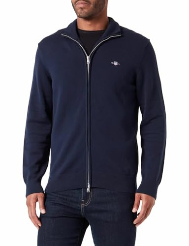 GANT Herren Casual Cotton Zip Cardigan Strickjacke