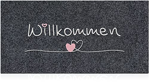 AAZZKANG Willkommen Fußmatte 120 x 45 cm außen innen Türmatte mit Dauerhaft Anti-rutsch Gummi zurück Ultra absorbieren Schlamm Einfach zu säubern Haustür Eingangsmatte Grau