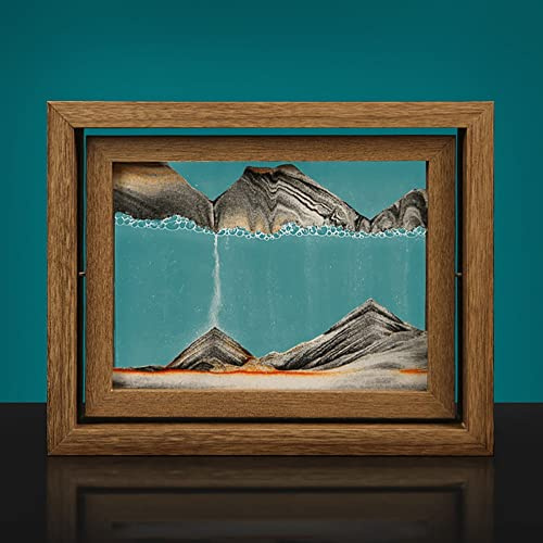 Peinture De Sable Qui Coule, Image D'art De Sable En Mouvement Verre Rond 3D Paysage De Sable De La Mer Profonde En Mouvement, Lampe Sable Mouvant Paysage Naturel Sablier 3D, Sablier Deco ( Color : Bl