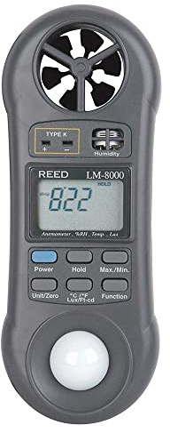 Digital Professional 4‑in‑1 Wind Meter – Anemometer + Data Logging, illuminance calibrated, and UV LED PAR lux – Ideal for Amphitheatre, Seedling | Model: LM-8000A