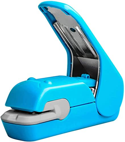 AQUETI Heftgerät Hefter Stapelfreie Hefter-Zeit sparen mühelosen Nadelfreie Handhled Hefter Mini tragbar Büroheftgerät Bürotacker (Blue : Blue)