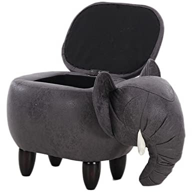 JIAYING Pouf, Repose-Pieds Rembourré en Forme D'éléphant Multifonctionnel, Tabouret a Chaussures Confortable avec Rangement, for Chambre a Coucher, 4 Couleurs (Color : Grey, Size : 66x34x39cm)