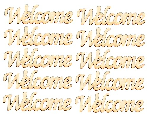 COHEALI Wohnkultur 30 Stück „Welcome Wood Chips Woodsy“-Dekoschild Für Haustür Hochzeitsdeko Mini-Willkommens-Holzstück Landhaus-Türschild Holz-Willkommensbrett-Schild Holzaufhängung Brief