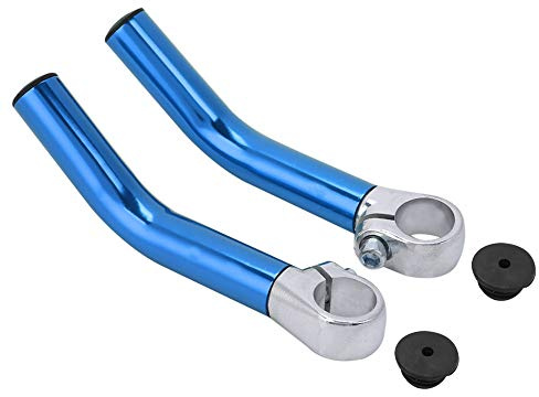 ANGGREK Bicycle Handlebar Extension Handle Bar Extenders for Bicycles Ends Grips Extender Upright End Bike Mountain Extensions Riser Accessories with Light Straight Cushion Horn Long (Blue)