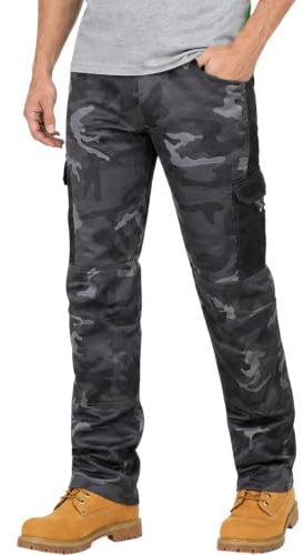 WORK IDEA - Pantaloni Cargo da Lavoro da Uomo, con Tasche Interne al Ginocchio