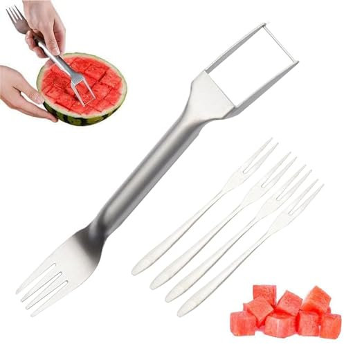 Artefatto di taglio 'anguria,Cutter 'anguria - Strumento per tagliare frutta in acciaio inossidabile,Gadget per tagliare frutta estiva, strumento forchetta per tagliare frutta per ho