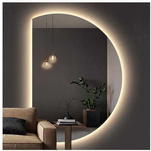 MYVVKIA Specchio Specchio a LED Specchi da Bagno Illuminati Ingresso Camera da Letto Specchio per Trucco retroilluminato Specchio da Parete Decorativo a Mezzaluna Specchio antid