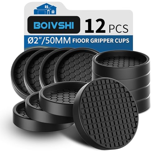 Ø 50mm Möbeluntersetzer Rund,Mobel Schutzer,Anti-Rutsch-Pads,Sofa Füße Boden,rutschfeste Couch Schutz,12 Schwarz Anti Rutsch Untersetzer für Möbel
