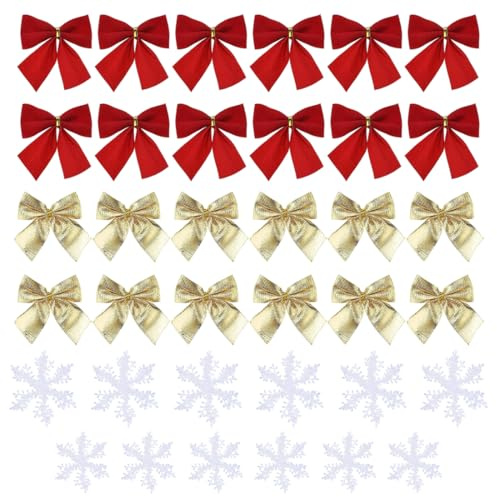 EIHI EIH Fiocchetti Piccoli per Decorazioni,Decorazioni da Appendere con Fiocco di Neve Glitterate,Natale Decorazioni,Christmas Decor,per Decorazioni Albero di Natale Ghirlanda,36 Pezzi