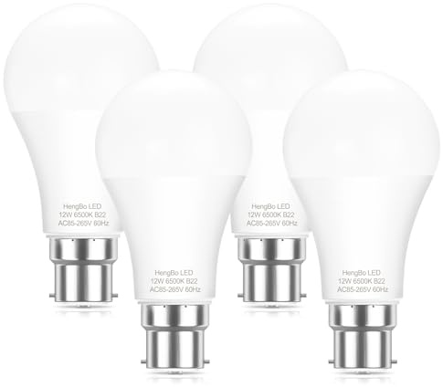 HengBo LED Bayonet Bulbs, 12W Equivalent 100W Halogen, 1200Lm, 6500K Daylight White 4-Pack