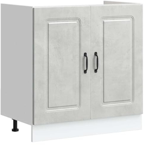 vidaXL Diskbänk underskåp betonggrå 80x46x81,5 cm konstruerat trä, diskbänk basenhet, köksbänk med dörr, diskbänk basenhet för diskbänk