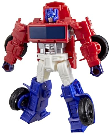 Transformers CYBERWORLD, Figurine Cyber Changers Optimus Prime, Jouet pour Enfants, Rouge, Bleu et Blanc, Dès 6 Ans