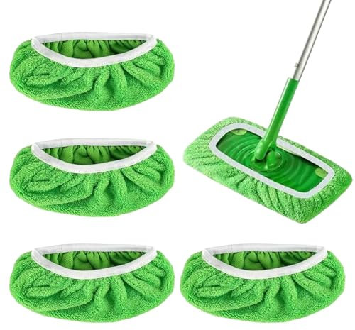 Mivanta 4 Stück waschbare Bezüge für Swiffer 25,4x11,5cm, Wiederverwendbare Mops für Swiffer Sweeper Mop für Swiffer Bodenwischer, Tücher für Hartböden
