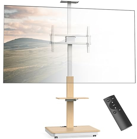 XTRARM Elite Support TV électrique Mobile pour 40-86 Max. 60 kg, élévateur TV motorisé avec réglage de la Hauteur en continu Via la télécommande, Max. VESA 600x400, avec étagères et Bloc multiprises