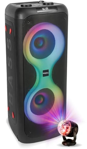 Ibiza - Pack Enceinte Autonome sans Fil Bluetooth 700W USB SD TWS Ibiza Sound COLUMBA700 - Boule Disco RGB LED Effet Astro - Sono DJ Soirée