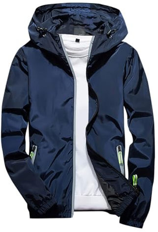 uxxnjfg Impermeabile Uomo Giubbotto Bomber Softshell Running Antipioggia Giubbotto Inverno Uomo Moto da Lavoro Giacca Abbigliamento Mezza Stagione Leggero I Miei Ordini Jacket Blu XL