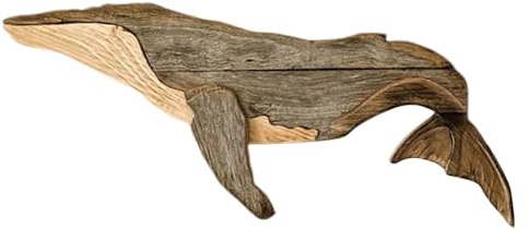 Escultura de ballenas de madera: escultura de pared de ballenas de madera, elementos marinos ballena | Decoración de pared de animales de mar de madera de ballena, adorno de pared de ballena rústica p