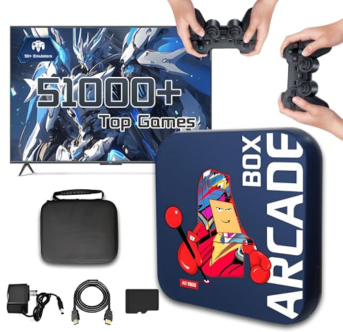 XIXIMENG Super Console 4K Arcade Box,51000/41000/31000+ Jeux,50/40/30+ émulateur,HD HDMI Output Console de Jeu Retro for TV,S905X Chip,Plug & Play Console de Jeux vidéo with 2 Manette sans Fil (256G)