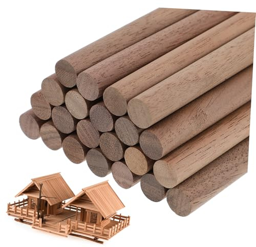 VILLFUL 24pcs Wooden Dowels Black Walnut Craft Sticks for Crafting Decorations