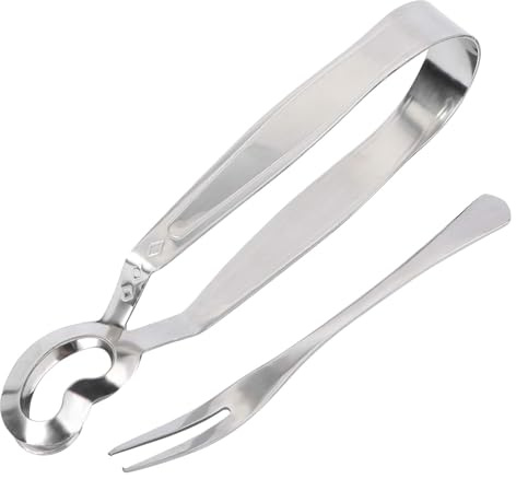 DXZXDJIU Stainless Steel Snail Tong and Fork Set - 2Pcs Utility Tongs for Escargot - Durable Metal Kitchen Tools for Home and Restaurant Cooking