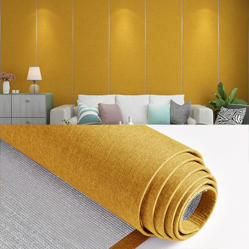 Papel pintado para despegar y pegar, textura de lino grueso, aislamiento térmico extraíble, paneles insonorizados para decoración de pared de sala de estar