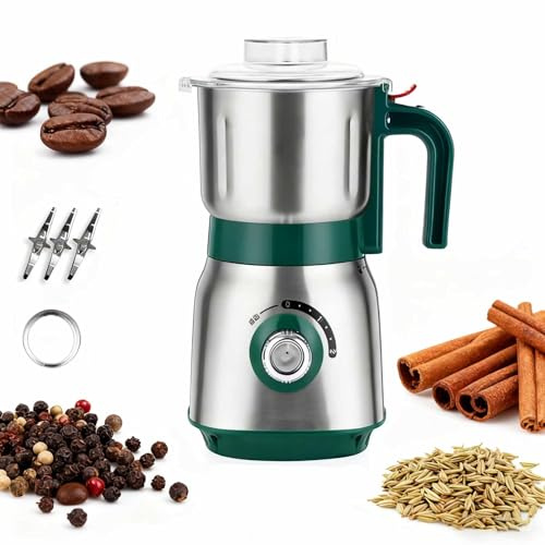 Molino eléctrico para cocina, molino eléctrico de especias y café de 500W con cuchillas de acero inoxidable y pantalla filtrante, para café, moler especias, granos, frijoles y nueces