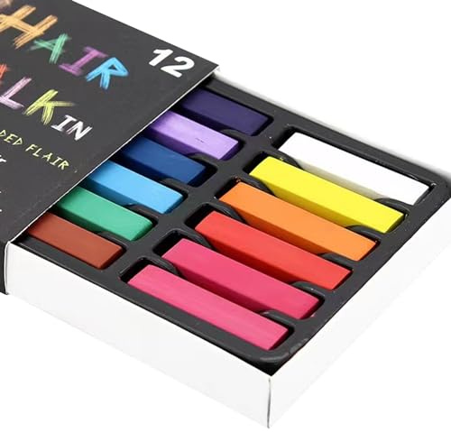12 Farben Haarkreide, temporäre Haarfärbemittel, sicherer, waschbarer Farbstift für Kinder und Erwachsene, Halloween, Karneval, Cosplay, Party