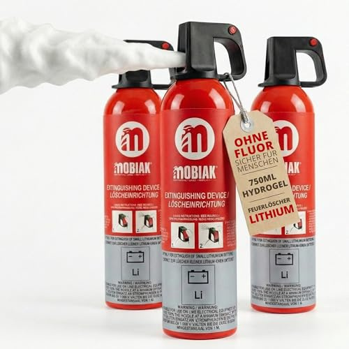 notlok Safety Work - 3X 750ml Extincteur pour Batterie Lithium sans Fluor | Spray extincteur sûr pour Batteries de Smartphones, laptops et véhicules | Extincteur Maison, Mousse sans PFAS