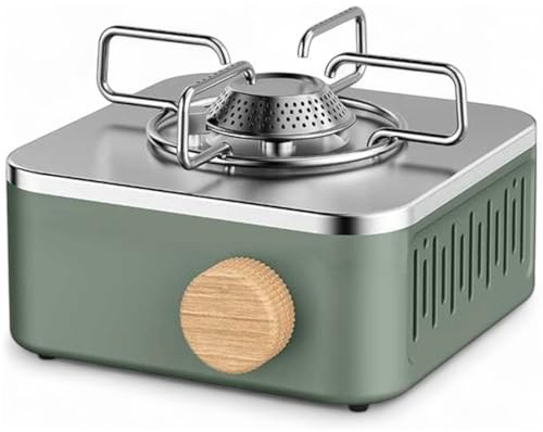 SWISS OUTDOOR Mini hornillo de gas GK-1 – Hornillo de gas compacto de metal con apagado de seguridad, hornillo de gas portátil para camping, Vanlife, autocaravana, exterior y emergencia