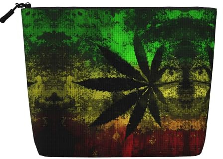 Neceser de viaje de una sola capa con estampado de perros labrador, adecuado para viajes de negocios y uso diario., Hojas de bandera de Jamaica, Talla única
