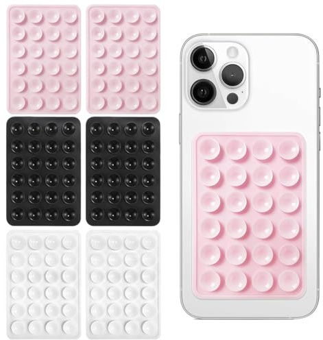 Ventosa per Cellulare, 6 Pezzi Ventosa per Telefono, Ventose Silicone per Telefono, Portatile Doppio Cellulare Ventosa Universali, Ultraaderente Senza Residui, Antiscivolo Per Selfie Vide
