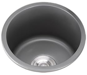 CZYWKDDPP Mini Fregadero Redondo Gris de Acero Inoxidable 304, pequeño, de un Solo Seno, para caravanas, con escurridor y rebosadero, Ideal para autocaravanas, Bares y restaurantes. Montaje