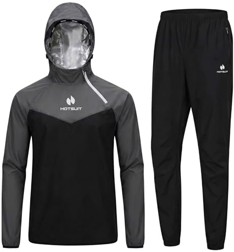 HOTSUIT Tute Dimagranti Sauna Suit Uomo Allenamento Ginnastica Perdita di Peso Fitness Sportiva Palestra Tubo per Camicia, Grigio, 3XL