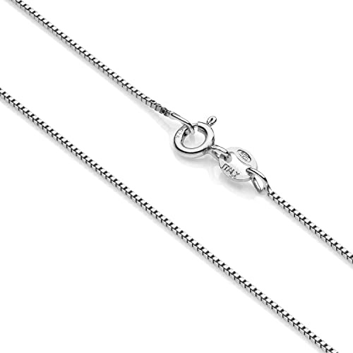 Aka Gioielli Venezianerkette 925 Sterling Rhodiniert, 1mm feine Silberkette Frauen and Damen Halskette in 40 45 50 55 60 70 cm