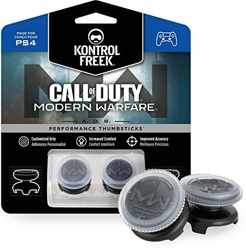 KontrolFreek Call of Duty: Modern Warfare - A.D.S. para PlayStation 4 (PS4) y PlayStation 5 (PS5) | Performance Thumbsticks | 2 Alturas elevadas, cóncavo | Transparente/Negro.