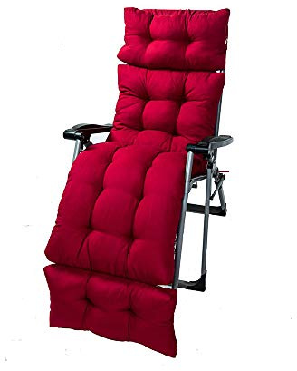 Ruby Lil Jumbo Meubles De Jardin Coussins, Coussin Bain De Soleil Tapis Patio Chaise Longue Chaise Coussin Chaise Pliante pour Jardin Extérieur Pause Déjeuner,Rouge,180x50cm(71x20in)